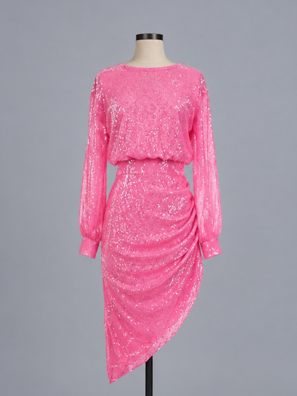 Boohoo Pink Sequin Asymmetrical Cocktail Dress – Size 4